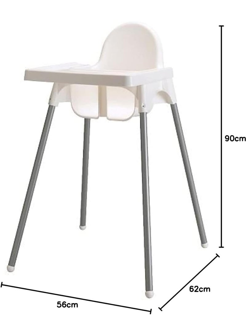 Happy Kiddo Baby High Chair with Tray and Safety Harness, White - Image 3