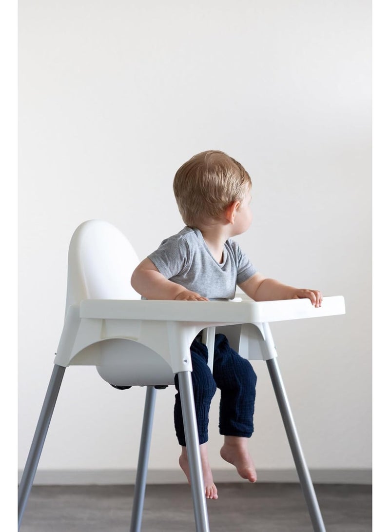 Happy Kiddo Baby High Chair with Tray and Safety Harness, White - Image 2