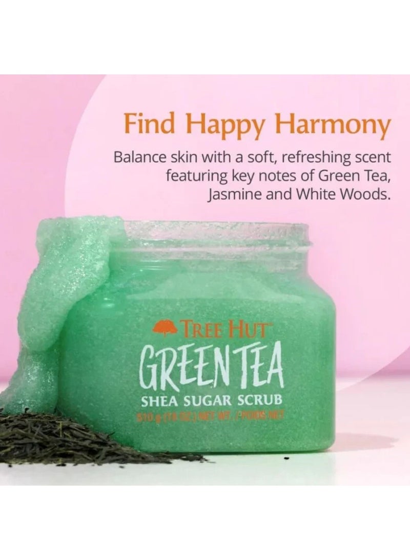 Tree Hut Shea Sugar Scrub, Green Tea, 510g | Exfoliating Body Scrub with Shea Butter, Natural Oils & Fine Sugar | Deep Cleansing, Nourishing & Skin Softening Formula - Image 3