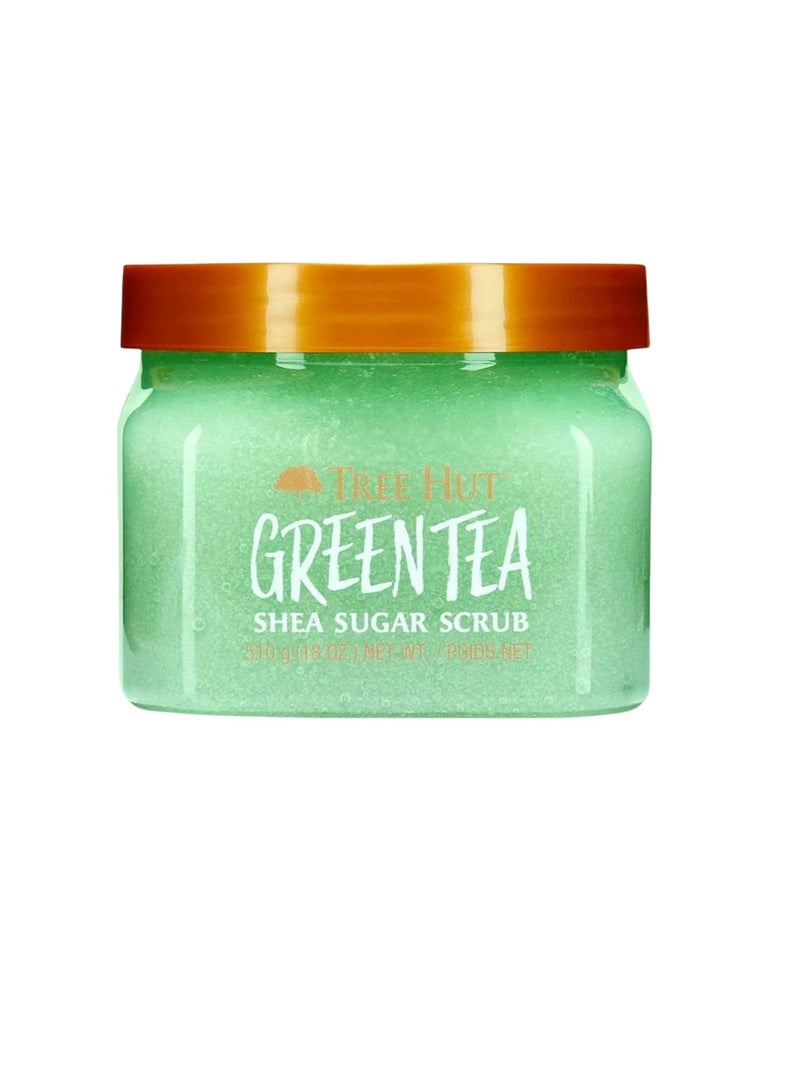 Tree Hut Shea Sugar Scrub, Green Tea, 510g | Exfoliating Body Scrub with Shea Butter, Natural Oils & Fine Sugar | Deep Cleansing, Nourishing & Skin Softening Formula - Image 1