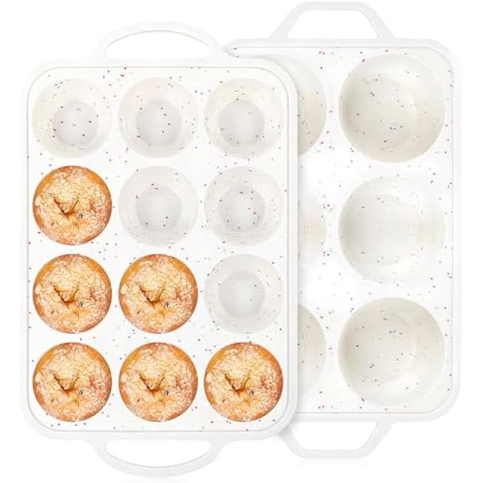 Vinino 2Pack Silicone Muffin Pan For Baking With Metal Reinforced Frame Regular 12 Cup And Jumbo 6 Cup Nonstick Cupcake Pan Set Bpa Free Silicone Muffin Tray Molds For Oven Dishwasher Safe - Image 1