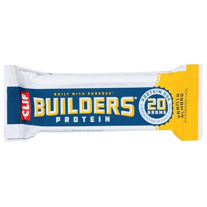Clif Bar CLIF BUILDERS - Protein Bars - Vanilla Almond Flavor - 20g Protein (2.4 Ounce) (Now Gluten Free) - Image 1