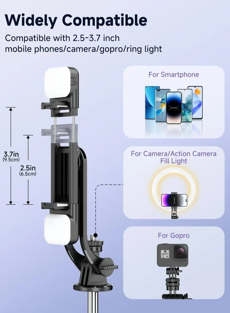 53 Inches Selfie Sticks Tripod,Separate design smartphone tripod Stand with Wireless Remote Control and Double fill light Portable Retractable Cell Phone Tripod for iPhone/Samsung/GoPro/Android Phone - Image 3