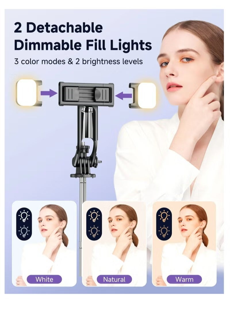 53 Inches Selfie Sticks Tripod,Separate design smartphone tripod Stand with Wireless Remote Control and Double fill light Portable Retractable Cell Phone Tripod for iPhone/Samsung/GoPro/Android Phone - Image 4