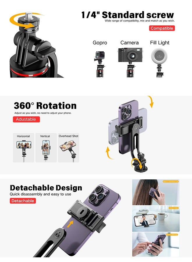 53 Inches Selfie Sticks Tripod,Separate design smartphone tripod Stand with Wireless Remote Control and Double fill light Portable Retractable Cell Phone Tripod for iPhone/Samsung/GoPro/Android Phone - Image 5