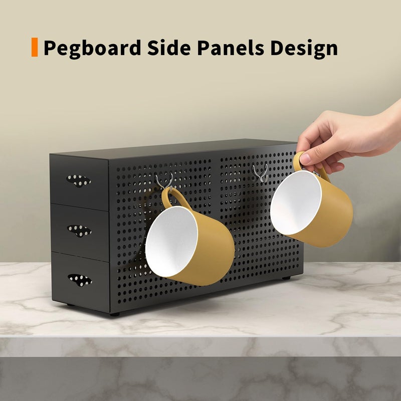 SICHEER Coffee Pod Drawer Holder, 42 Pods Large Capacity, 3 Tier Holder for K Cup Pods, Coffee Pod Organizer for Countertop, Storage Rack for K Cup Pods, Space Saving, (Only Pod Drawer and 2 Hooks) - Image 3