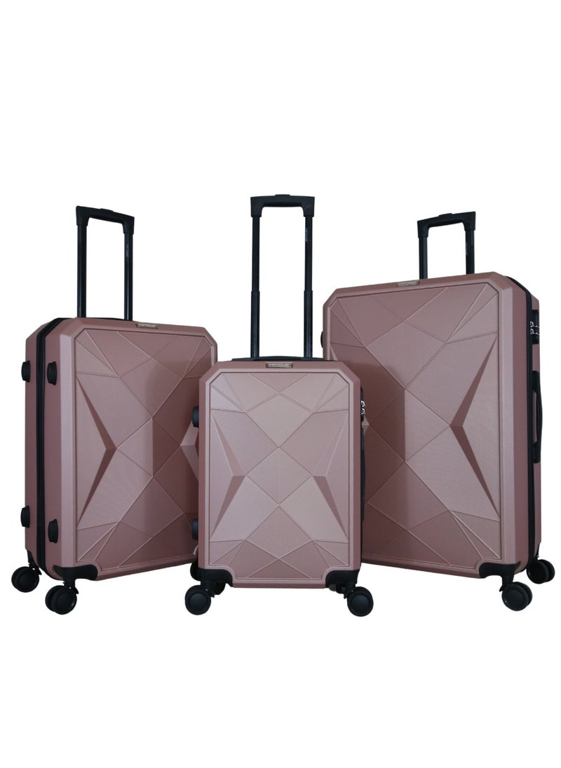 VIPTOUR - Luggage Set 3Pcs ABS Trolley Bag Set With Number Lockable System - Image 1
