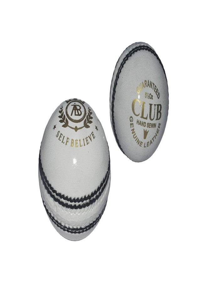 SELF BELIEVE Club White Leather Cricket Ball, Hand-Sewn, Genuine Leather, Pack of 2 - Image 2