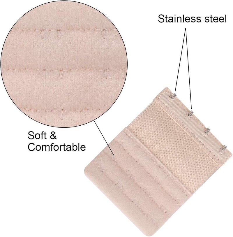 Akstore 6 Pieces Women's Soft Comfortable Elastic Bra Extenders Bra Extension Strap 4 Hook 3 Row Lady's Bra Extender Bra Band - Image 2