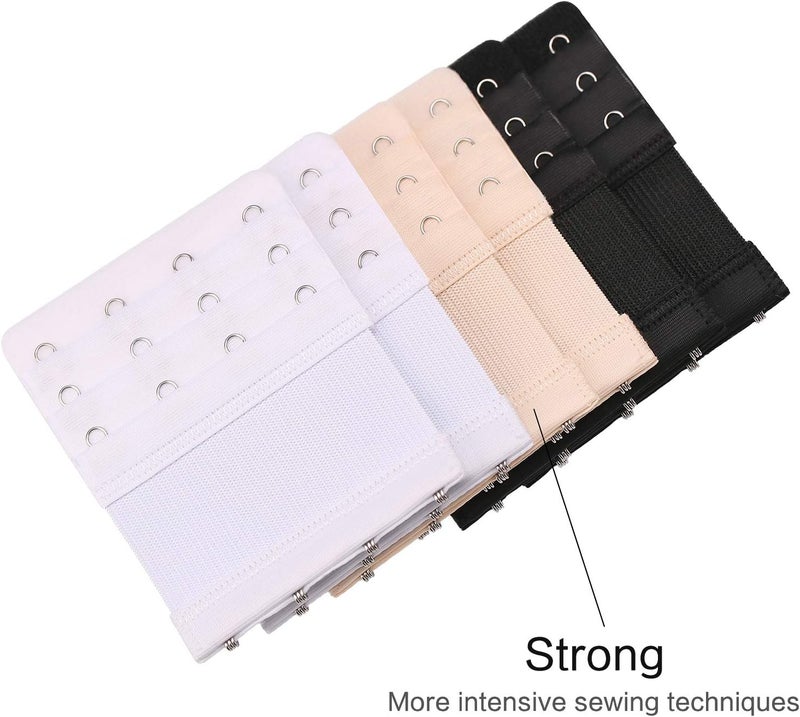Akstore 6 Pieces Women's Soft Comfortable Elastic Bra Extenders Bra Extension Strap 4 Hook 3 Row Lady's Bra Extender Bra Band - Image 5