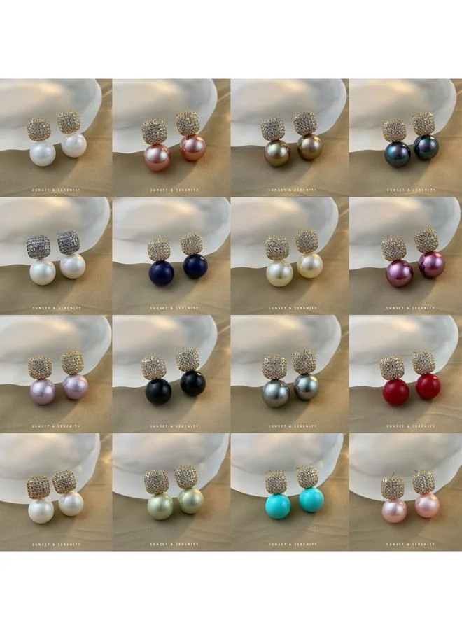 Take Two  Golden Pave Crystal And Pearl Drop Earrings for Women | Best Price UAE