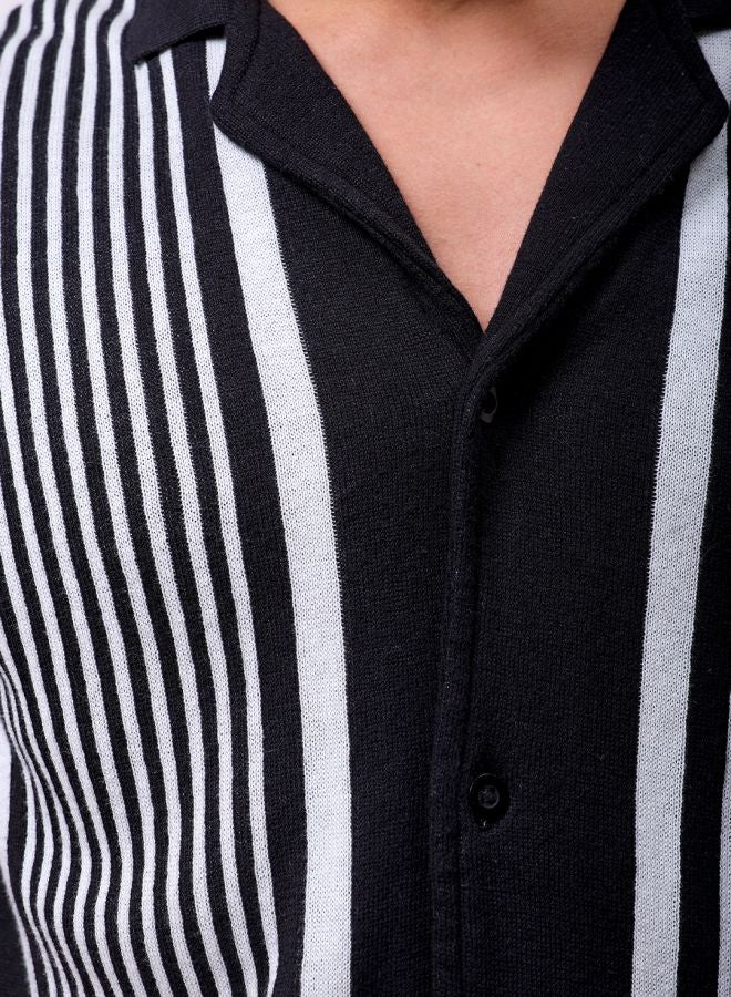 The Indian Garage Co Men Relaxed Fit Striped Half Sleeves Cuban Collar Resort Wear Shirt - Image 5