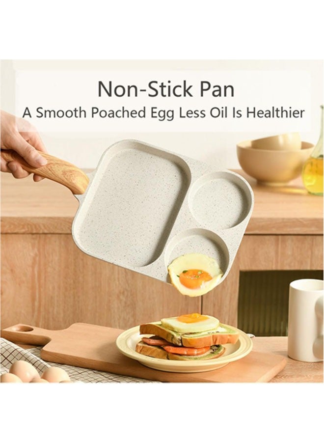 Hihonor Egg Pan Nonstick Frying Pan, Egg Frying Pan 3 Section, Omelette Pan Aluminium Alloy Pancake Pan for Breakfast, Suitable for Gas Stove and Induction Cookware - Image 3