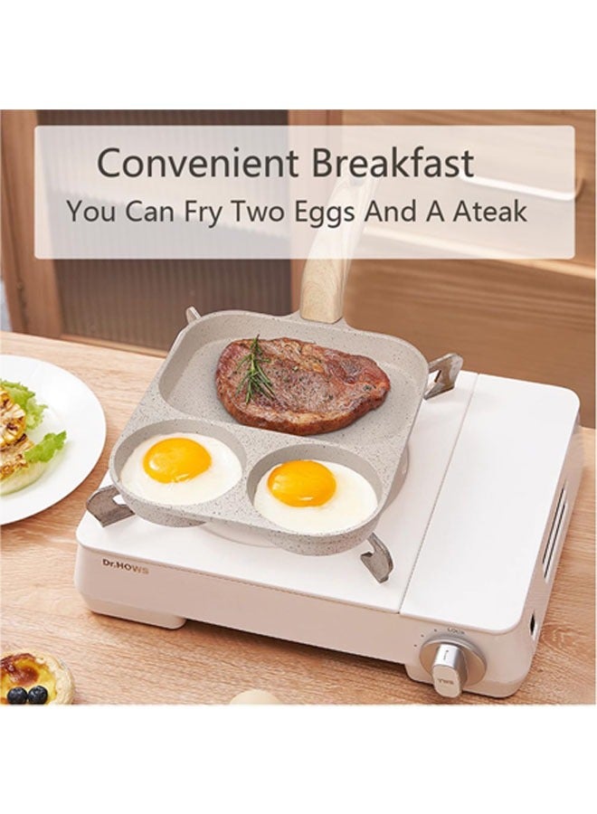 Hihonor Egg Pan Nonstick Frying Pan, Egg Frying Pan 3 Section, Omelette Pan Aluminium Alloy Pancake Pan for Breakfast, Suitable for Gas Stove and Induction Cookware - Image 4