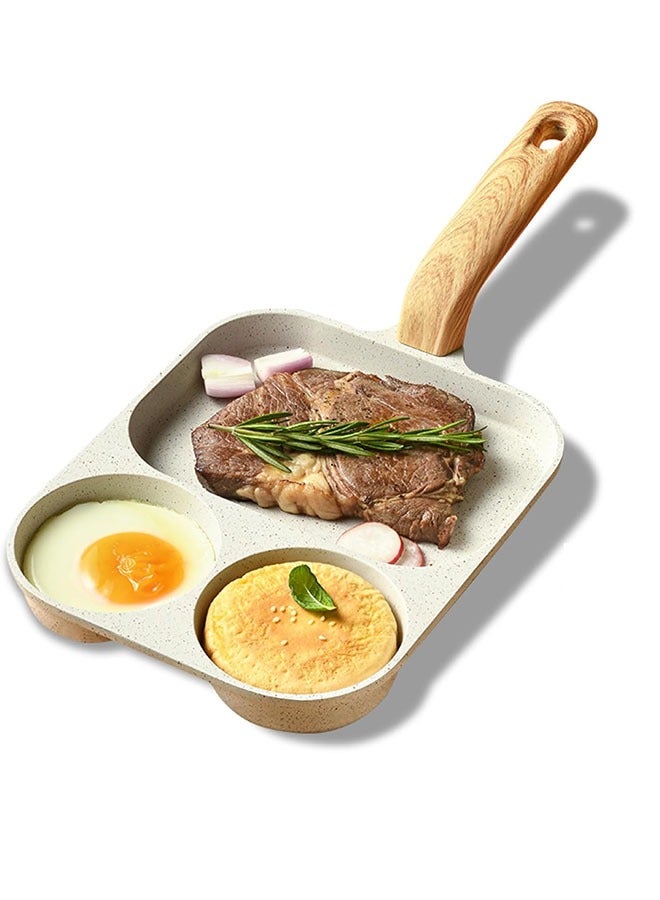 Hihonor Egg Pan Nonstick Frying Pan, Egg Frying Pan 3 Section, Omelette Pan Aluminium Alloy Pancake Pan for Breakfast, Suitable for Gas Stove and Induction Cookware - Image 1