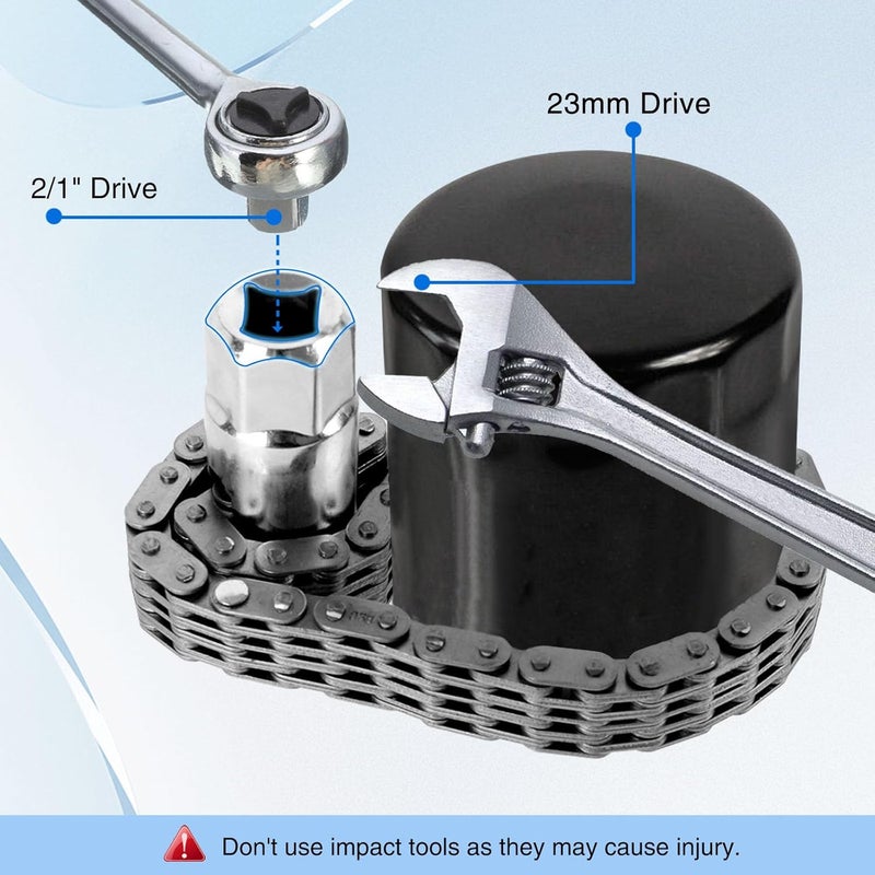 Tongze Adjustable Oil Filter Chain Wrench: Fits Max for 5 Inches(125mm) Oil Fuel Filter, Heavy Duty Pipe Wrench Spanner Automotive Repairing Removal Tool - Image 4