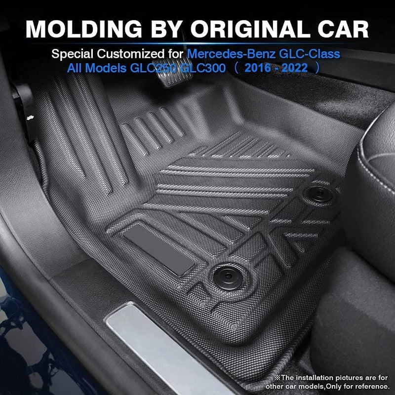 KUST Custom Fit All Weather Floor Mats for 2016-2022 Mercedes Benz GLC Class GLC300 GLC250 - Black - Image 3
