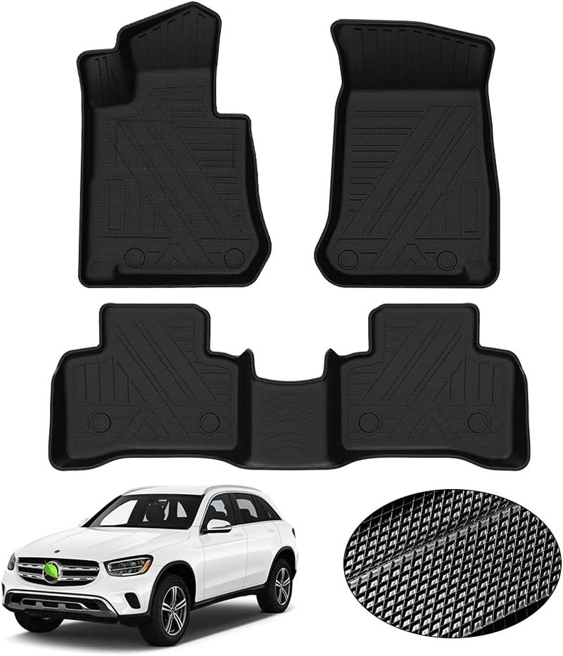 KUST Custom Fit All Weather Floor Mats for 2016-2022 Mercedes Benz GLC Class GLC300 GLC250 - Black - Image 1