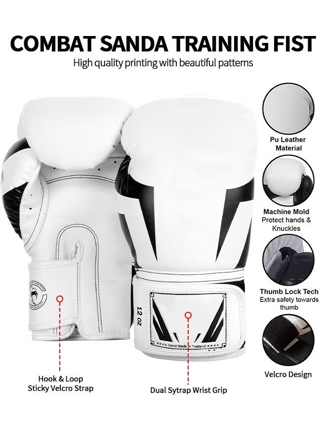 LJRN 12OZ Boxing Gloves PU Leather, Muay Thai Kickboxing MMA Sparring Training, Advanced TAKKA Closure, Padding, Punch Bags Speed Ball Focus Pads Workout Gloves, Punch Bag Workout Muay Thai And Training - Image 2