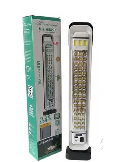 HEL-6899T Emergency Light, USB Charging or Solar Powered - 5 LED Lighting Functions-51 LEDs