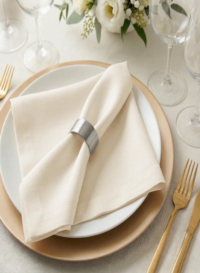 Palisa Almond Beige Polyester Cloth Dinner Napkins Pack of 12 | 18x18 Inch Reusable & Washable Table Linen Napkins for Everyday Use Wedding Parties Banquet & Hotel - Image 1