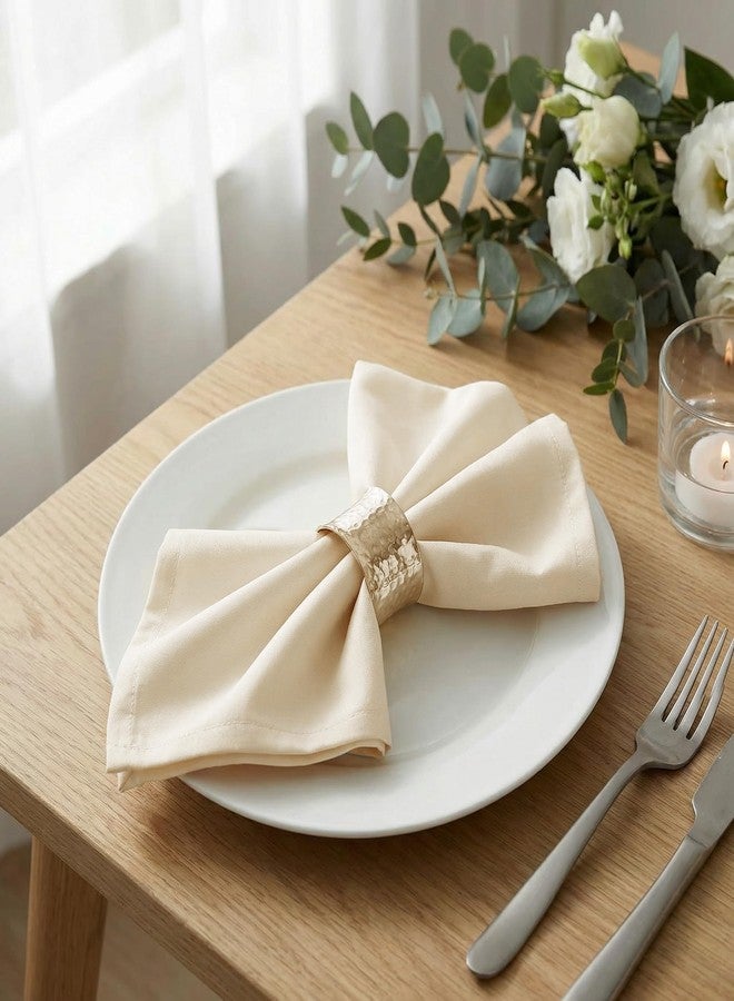 Palisa Almond Beige Polyester Cloth Dinner Napkins Pack of 12 | 18x18 Inch Reusable & Washable Table Linen Napkins for Everyday Use Wedding Parties Banquet & Hotel - Image 3