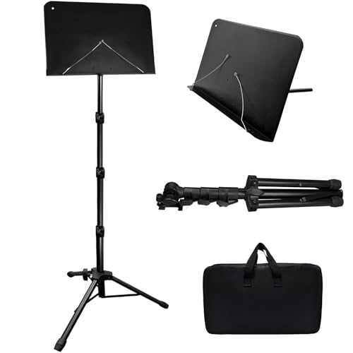 HOLANHING 70IN Sheet Music Stand, Tall Music Stand for Sheet Music Height- Adjustable Music Sheet Stand with Carrying Bag for Guitar, Violin, Ukulele (33-70IN-B) - Image 1