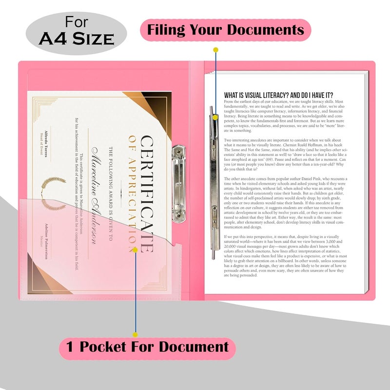 Shuban 2 Pack Durable Plastic A4 Size Cobra Spring Clip File Folder, File for Document Holder Certificates Holder- Assorted Color - Image 3