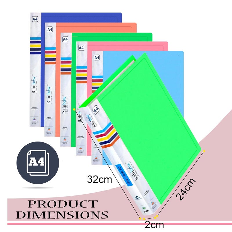 Shuban 2 Pack Durable Plastic A4 Size Cobra Spring Clip File Folder, File for Document Holder Certificates Holder- Assorted Color - Image 2