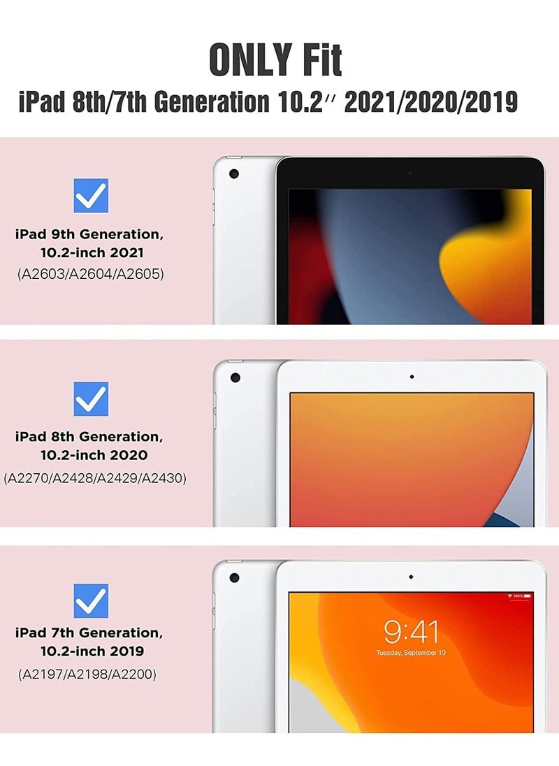 iPad 10.2 Case - Slim Translucent Hard PC Protective Smart Cover with Stand for iPad 9th/8th/7th Generation (2021/2020/2019) - Light Pink