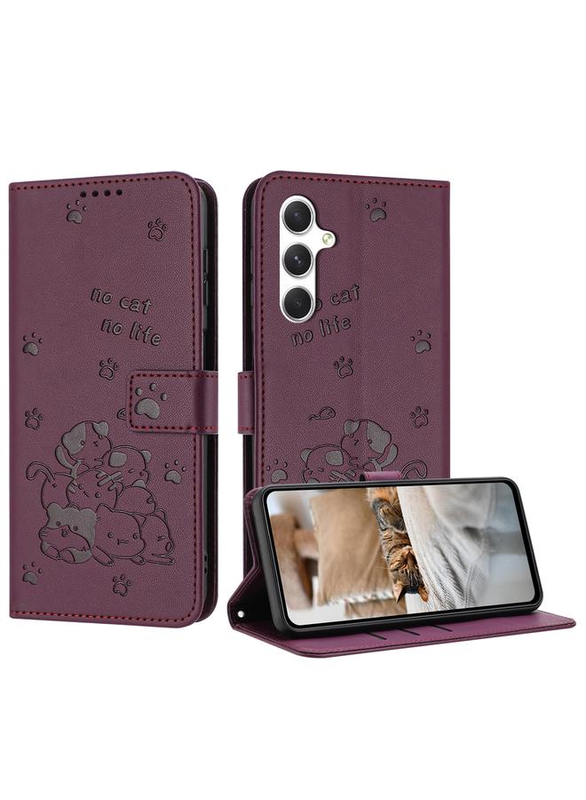 اس-توب جراب لهاتف Samsung Galaxy A16 5G، جراب جلدي منقوش عليه صورة قطة صغيرة مع حبل - Image 1