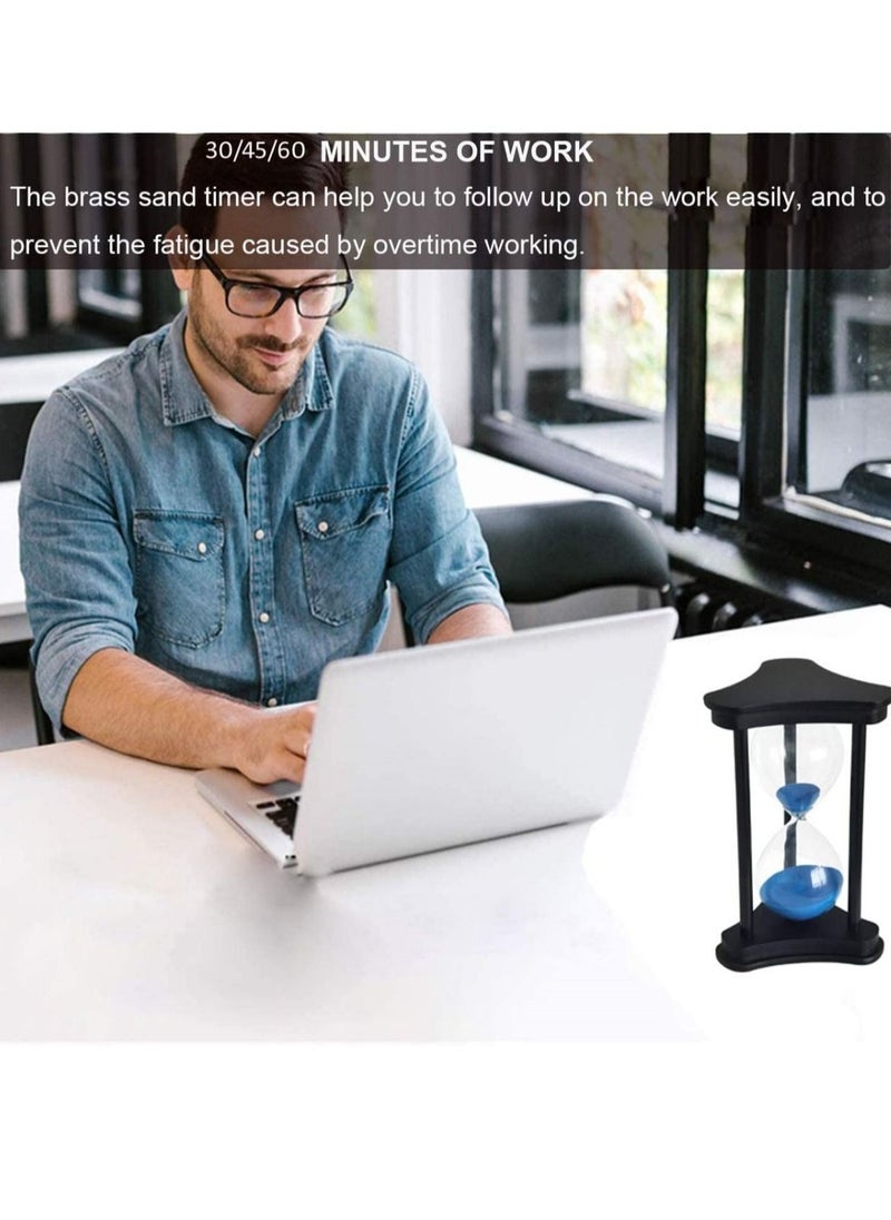 Y&D - Sandglass 30-minute Timer Hourglass for Ornament Sand Clock Crafts Decoration Xmas New Year Birthday Tea Coffee Table Book Shelf School Game Wooden Frame Blue - Image 1