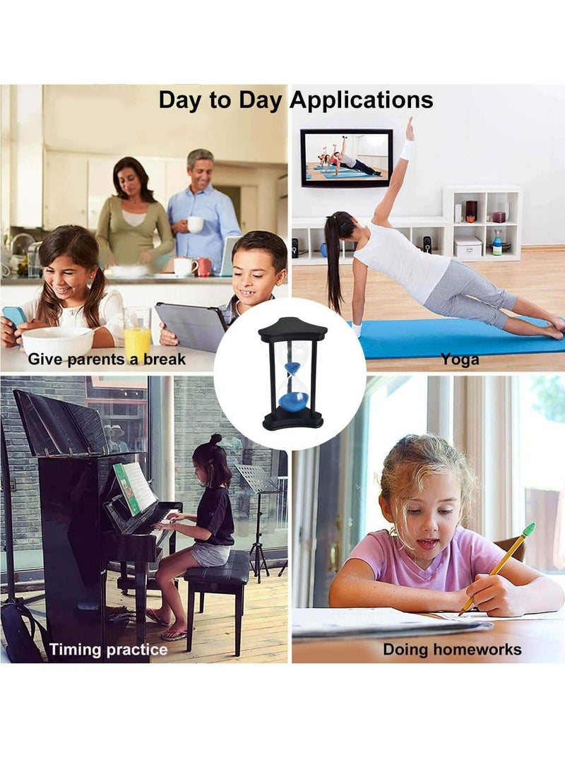 Y&D - Sandglass 30-minute Timer Hourglass for Ornament Sand Clock Crafts Decoration Xmas New Year Birthday Tea Coffee Table Book Shelf School Game Wooden Frame Blue - Image 1