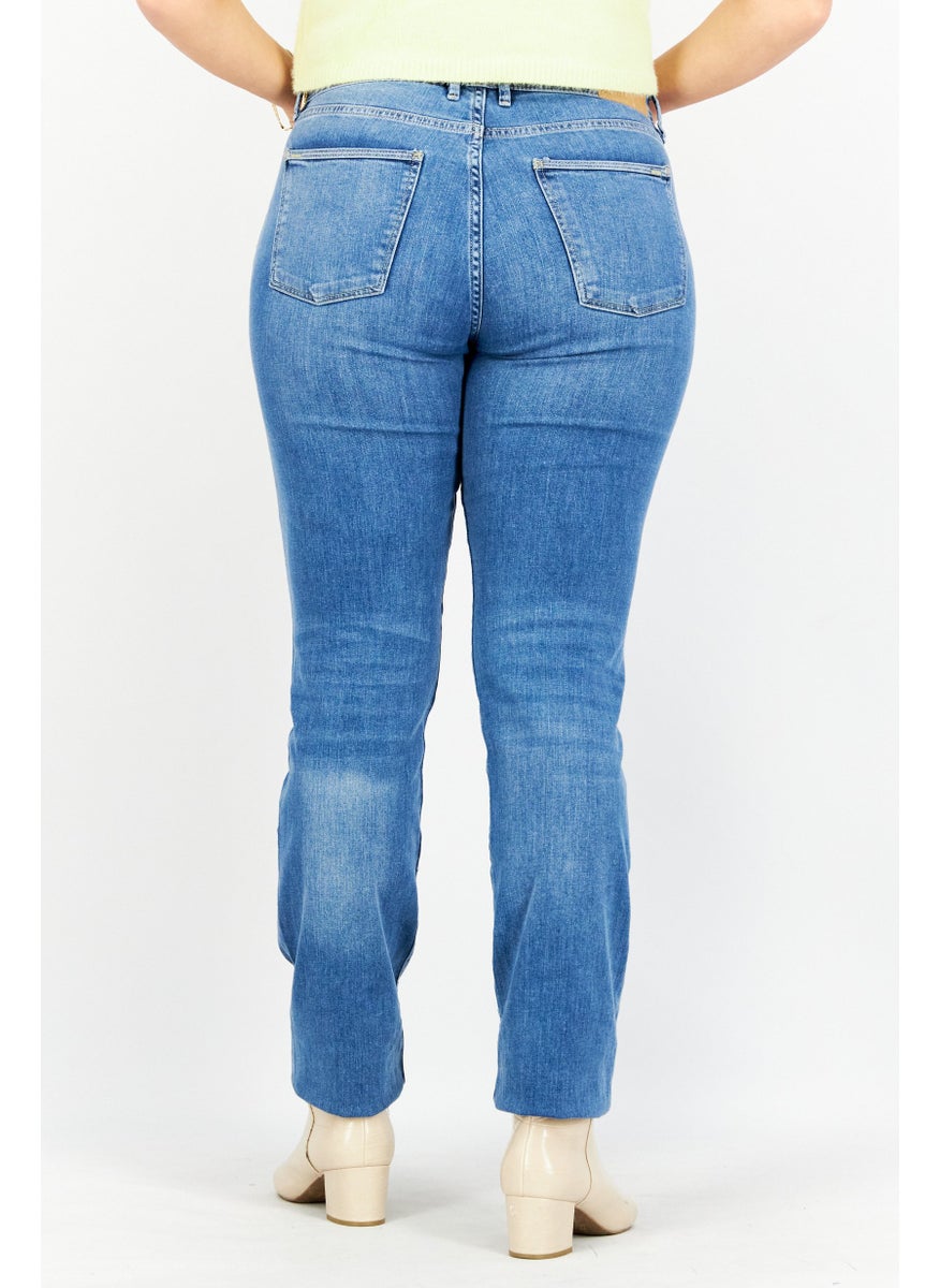 EDC Women Straight Fit Washed Stretchable Jeans, Blue  - Image 2
