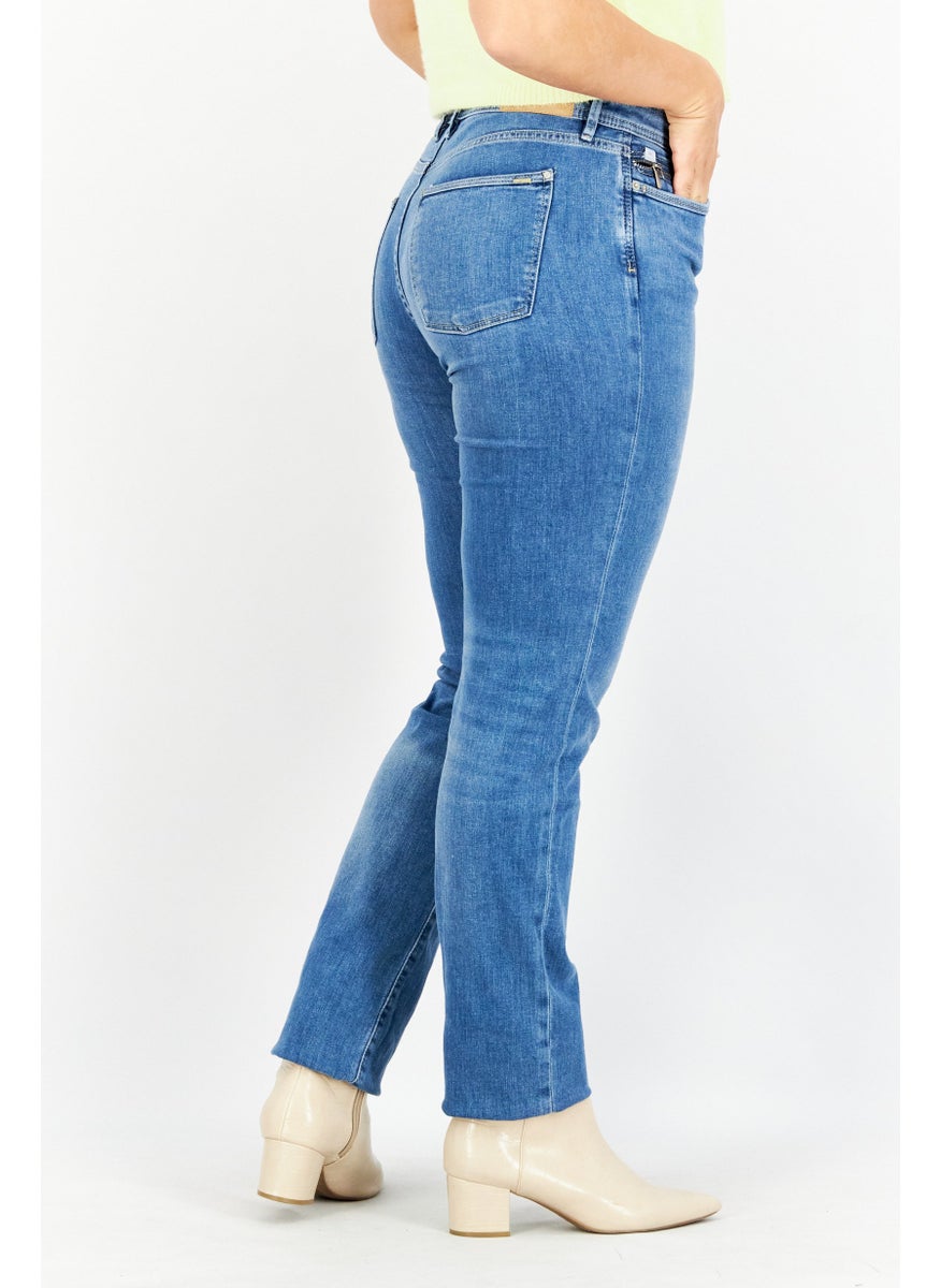 EDC Women Straight Fit Washed Stretchable Jeans, Blue  - Image 4