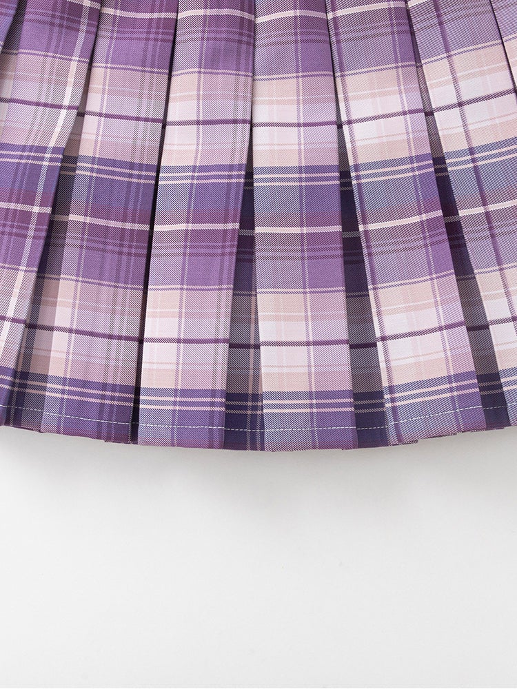 بالابالا تنورة بكسرات وطبعة مربعات للبنات - Image 4