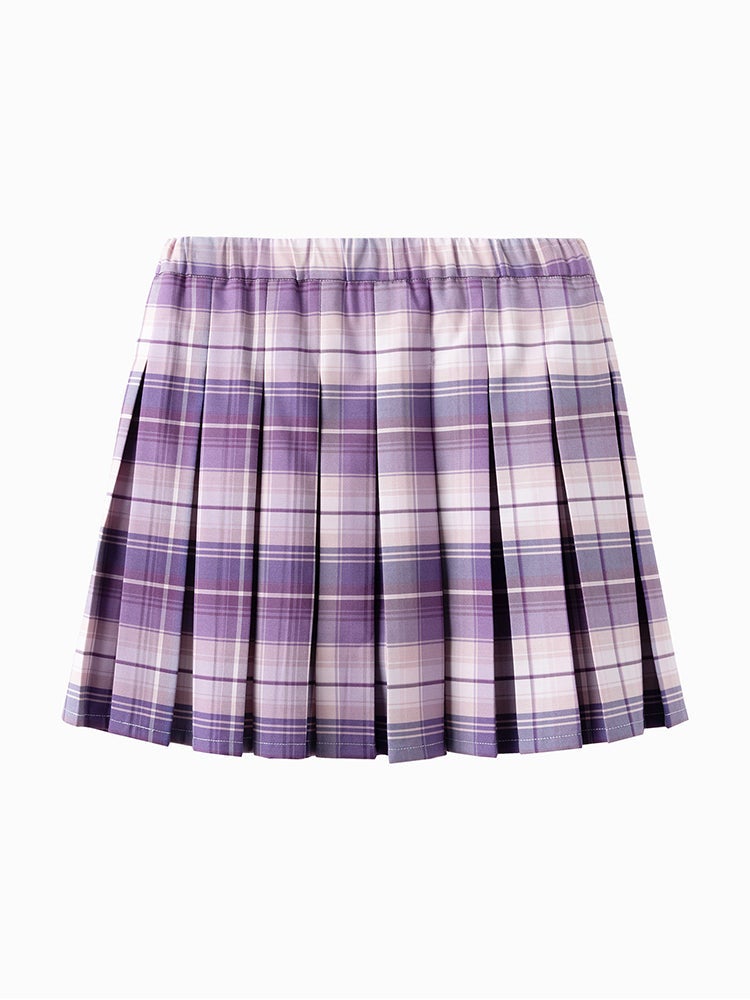 بالابالا تنورة بكسرات وطبعة مربعات للبنات - Image 2