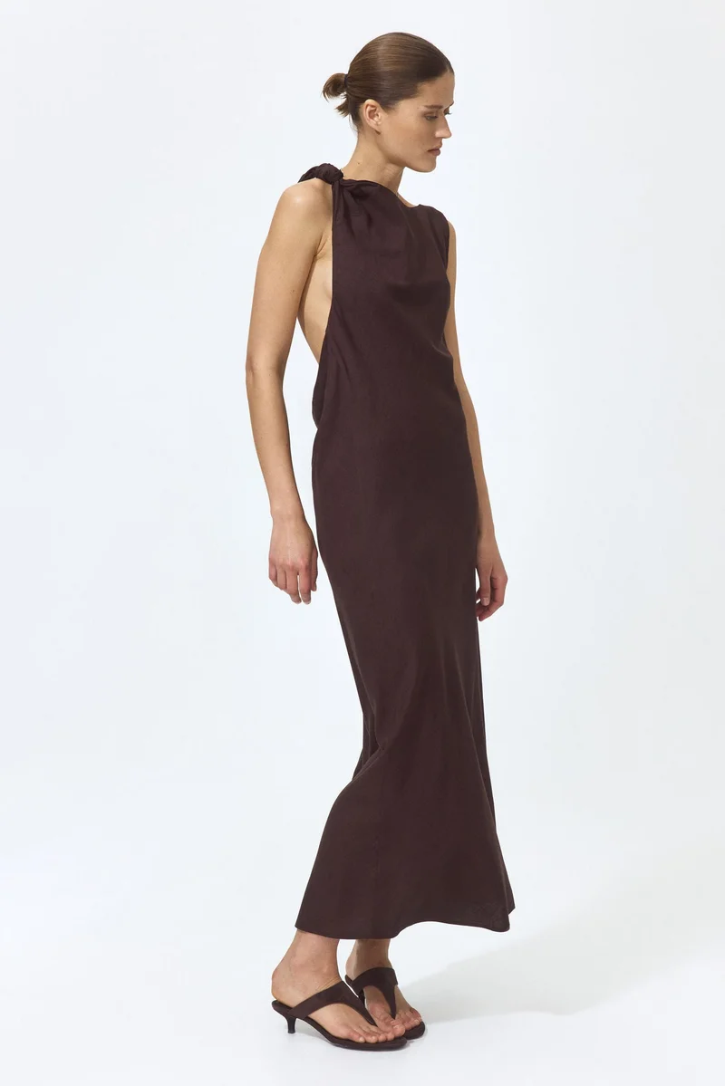 Sleeveless linen-blend dress