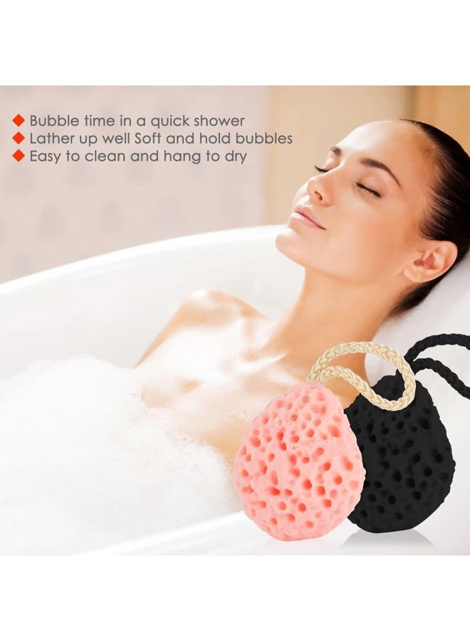 WLLHYF 2PCS Bath Sponge, Sponges Loofah Body Scrubber Exfoliating Bath Sponge Body Sponges Shower for Women Men Rich Lather Reusable (black/pink-2pcs) - Image 4