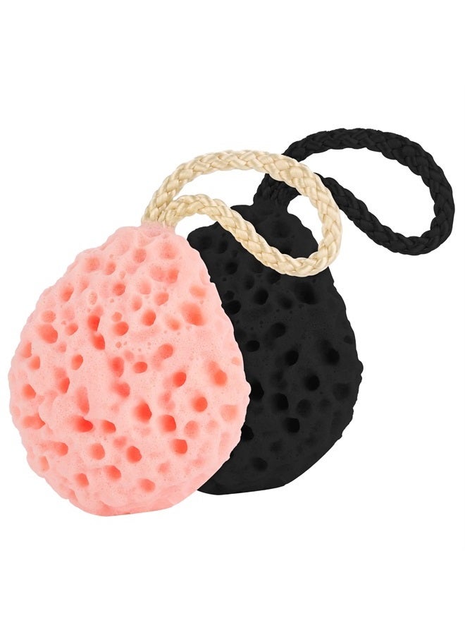 WLLHYF 2PCS Bath Sponge, Sponges Loofah Body Scrubber Exfoliating Bath Sponge Body Sponges Shower for Women Men Rich Lather Reusable (black/pink-2pcs) - Image 1