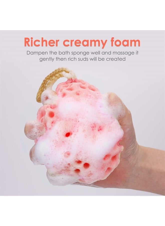 WLLHYF 2PCS Bath Sponge, Sponges Loofah Body Scrubber Exfoliating Bath Sponge Body Sponges Shower for Women Men Rich Lather Reusable (black/pink-2pcs) - Image 2
