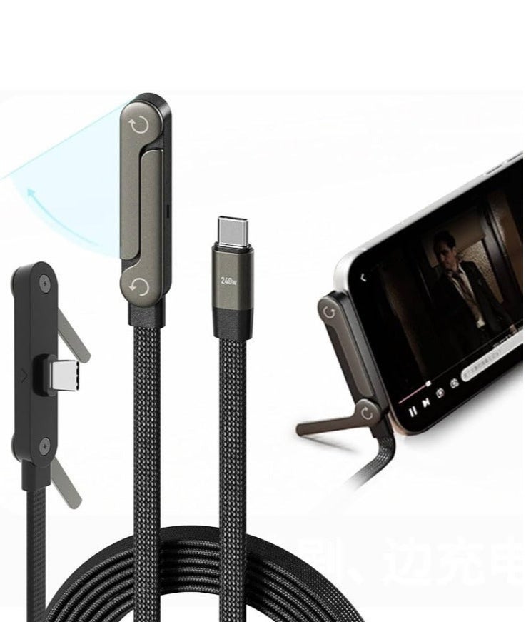 Kamins Collection 240W USB-C Cable with Built-in Foldable Stand - Image 2
