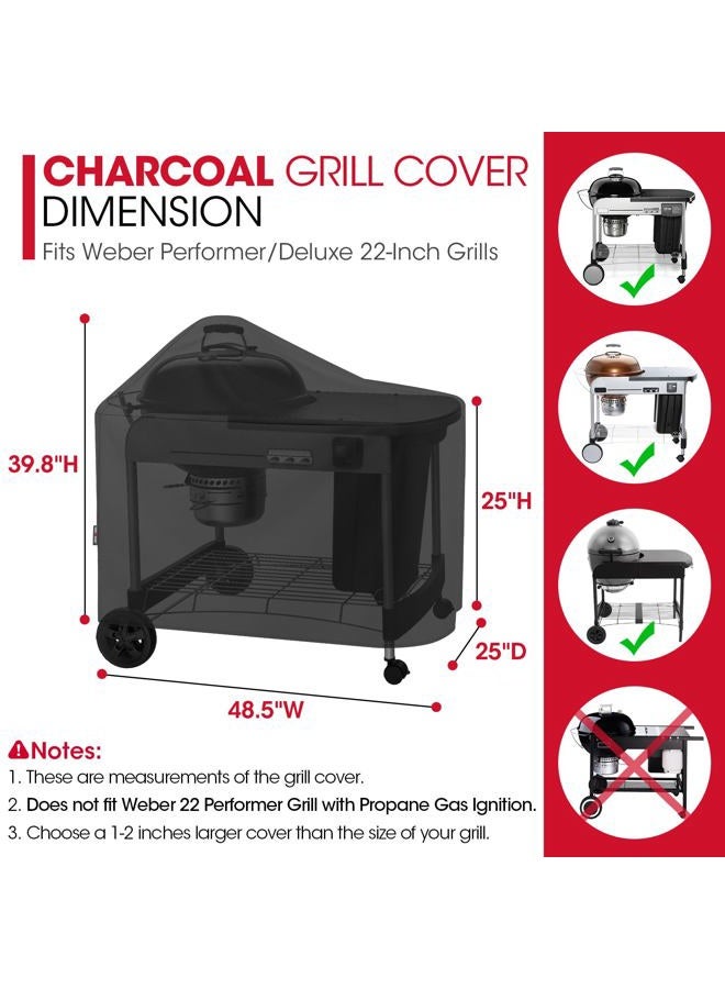 Unicook Grill Cover Compatible for Weber Performer Deluxe Grills 22-Inch, Performer Charcoal Grill Cover, Heavy Duty Waterproof Fade Resistant Barbecue Cover, Compared to Weber 7152 - Image 2