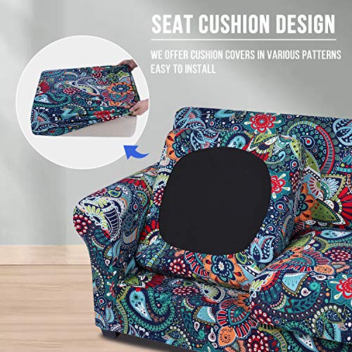 hyha Couch Cover, Loveseat Covers, Floral Pattern, Stretch, Printed, 3 Pieces, Sofa Slipcovers, for 2 Separate Cushion Couch Sofa, Washable Furniture Protector for Dogs(Loveseat, Paisley Floral) - Image 2