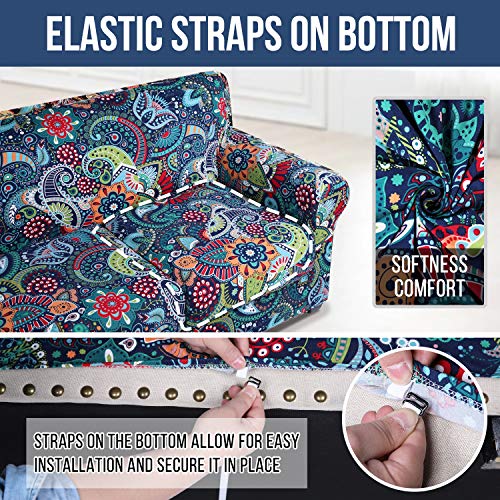 hyha Couch Cover, Loveseat Covers, Floral Pattern, Stretch, Printed, 3 Pieces, Sofa Slipcovers, for 2 Separate Cushion Couch Sofa, Washable Furniture Protector for Dogs(Loveseat, Paisley Floral) - Image 5