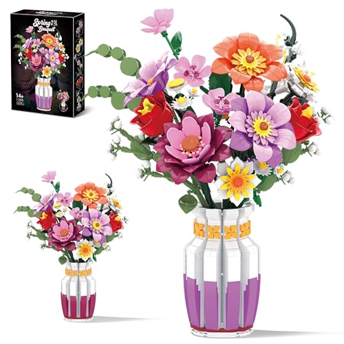ZONECYTD Flowers Bouquet Building Set Wildflower with Vase Compatible with Lego Botanical Collection for Adults Women Girls 14 Home Office Decor - Image 1