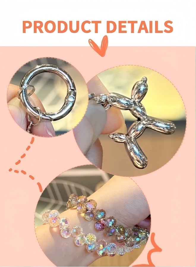 2 Pcs Crystal Phone Wrist Strap Phone Charm Chain Keychain Beaded Cellphone Lanyard with Tether Tab Hands-Free Wristlet Bracelet Wrist Grip Strap for Women - Image 2