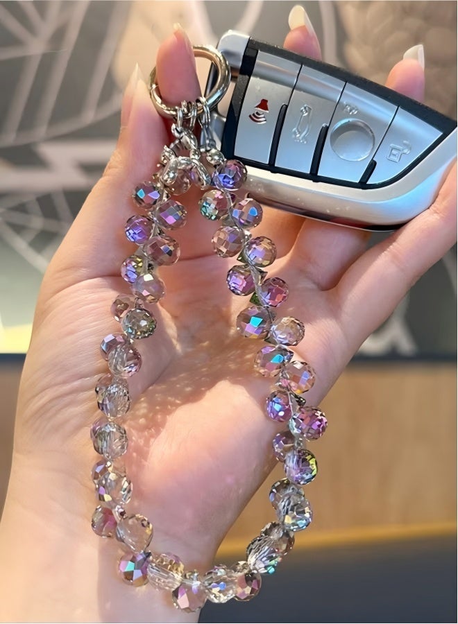2 Pcs Crystal Phone Wrist Strap Phone Charm Chain Keychain Beaded Cellphone Lanyard with Tether Tab Hands-Free Wristlet Bracelet Wrist Grip Strap for Women - Image 3