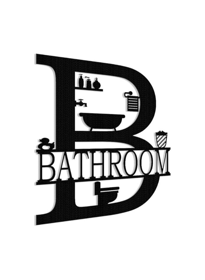 MIRFA Wooden Wall Art With Self Adhesive Base - Black (Bathroom)  - Image 2