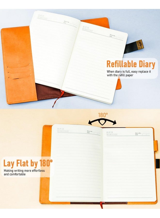 نيكبرو دفتر يوميات A5 مع قفل، 300 جرام لكل متر مربع، 300+300 صفحة مع قفل، مجموعة دفتر ملاحظات بكلمة مرور مع قلم ودفتر ملاحظات قابل لإعادة التعبئة - مثالي للرجال والنساء الذين يكتبون الملاحظات - غلاف مقوى من الجلد الأسود مقاس 8.5 × 5.9 بوصة - Image 4